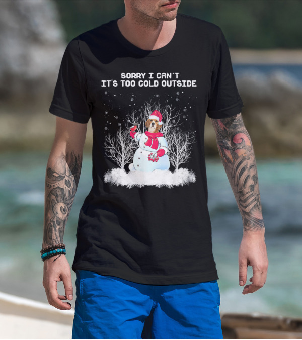 Beagle Sorry I Can't It's Too Cold Outside Snowman T-Shirt