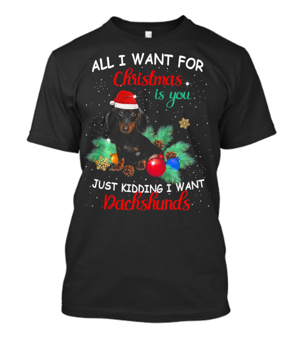 All I Want For Christmas Is You Just Kidding I Want Dachshunds T-Shirt