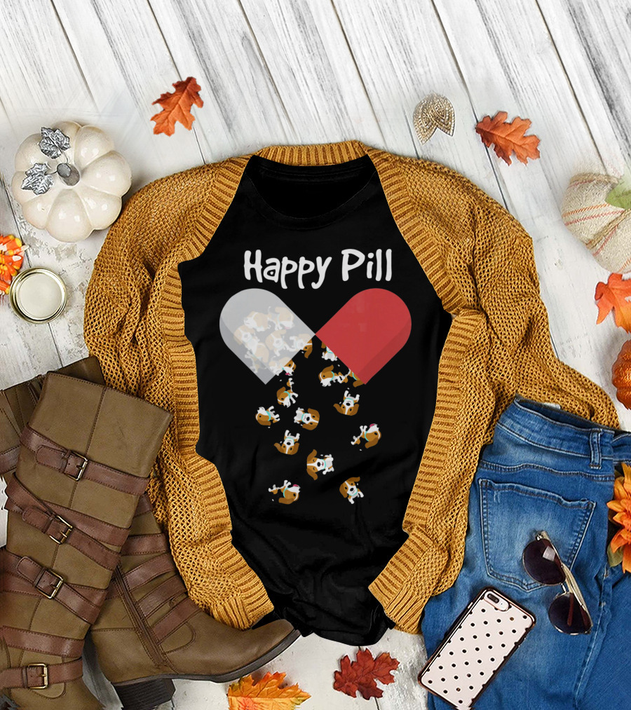 Beagle Dog Happy Pill Cute Beagle Capsule T-Shirt