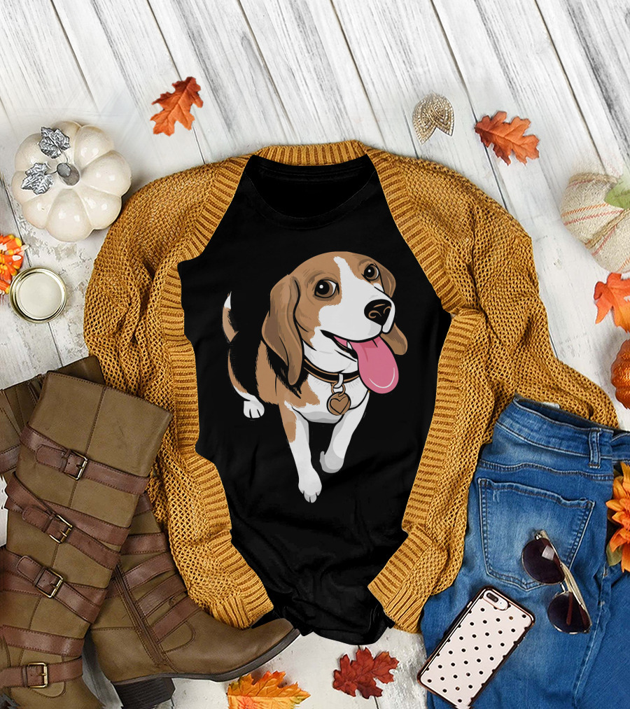 Beagle Funny Beagles Cartoon Happy Dog Iconic T-Shirt
