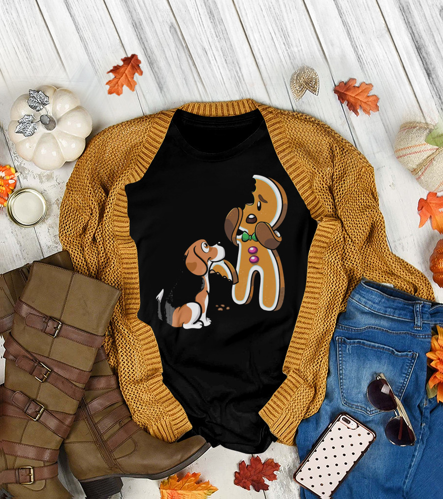 Beagle Takes Bite Out of Gingerbread Man T-Shirt
