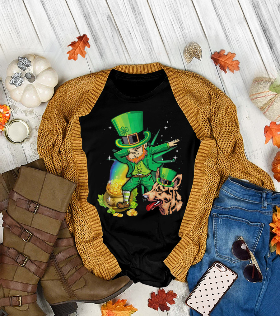 Dabechaun German Shepherd Leprechaun Pot of Gold St. Patrick's Day T-Shirt