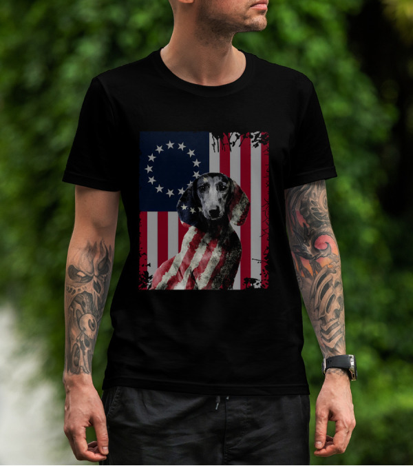 Dachshund In Betsy Ross Flag Costume American Patriotic T-Shirt