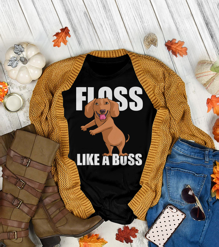 Floss Like a Boss Funny Dachshund Dancing T-Shirt