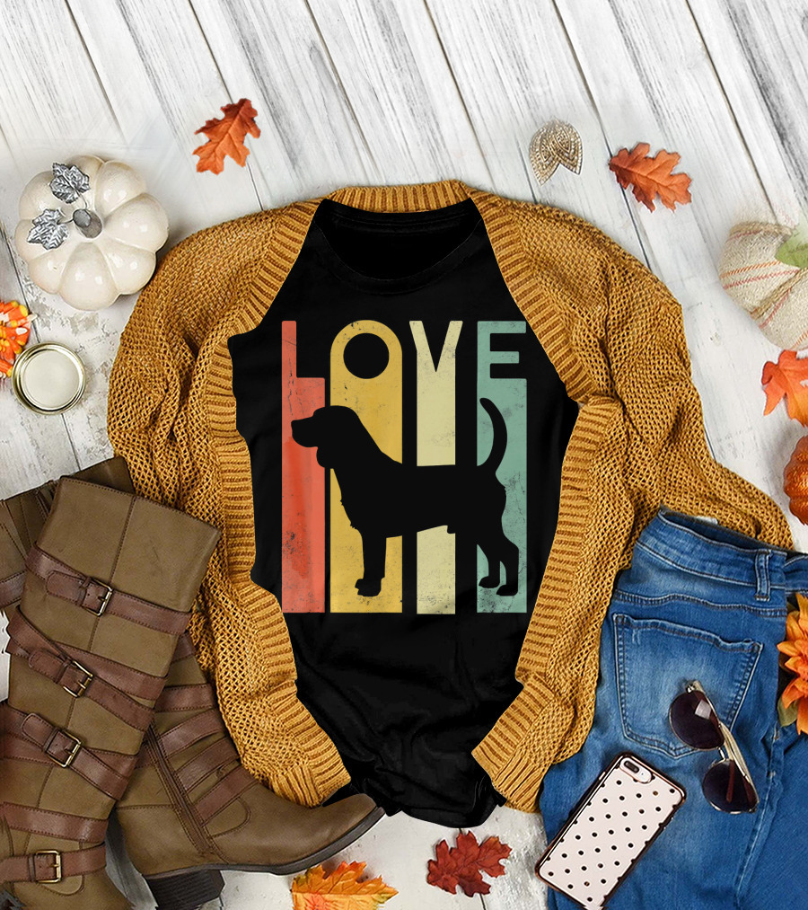 Love Beagle Distressed Vintage Retro Stripes T-Shirt