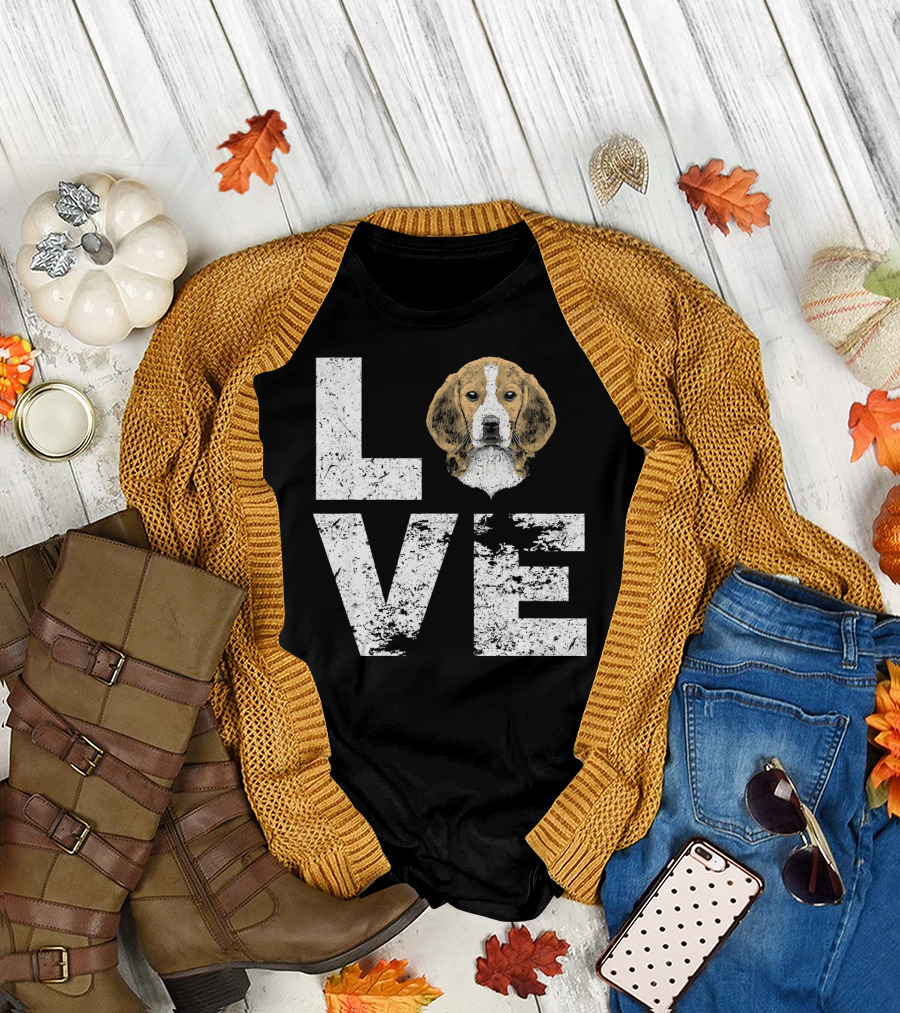 LOVE Beagle Dog Head T-Shirt