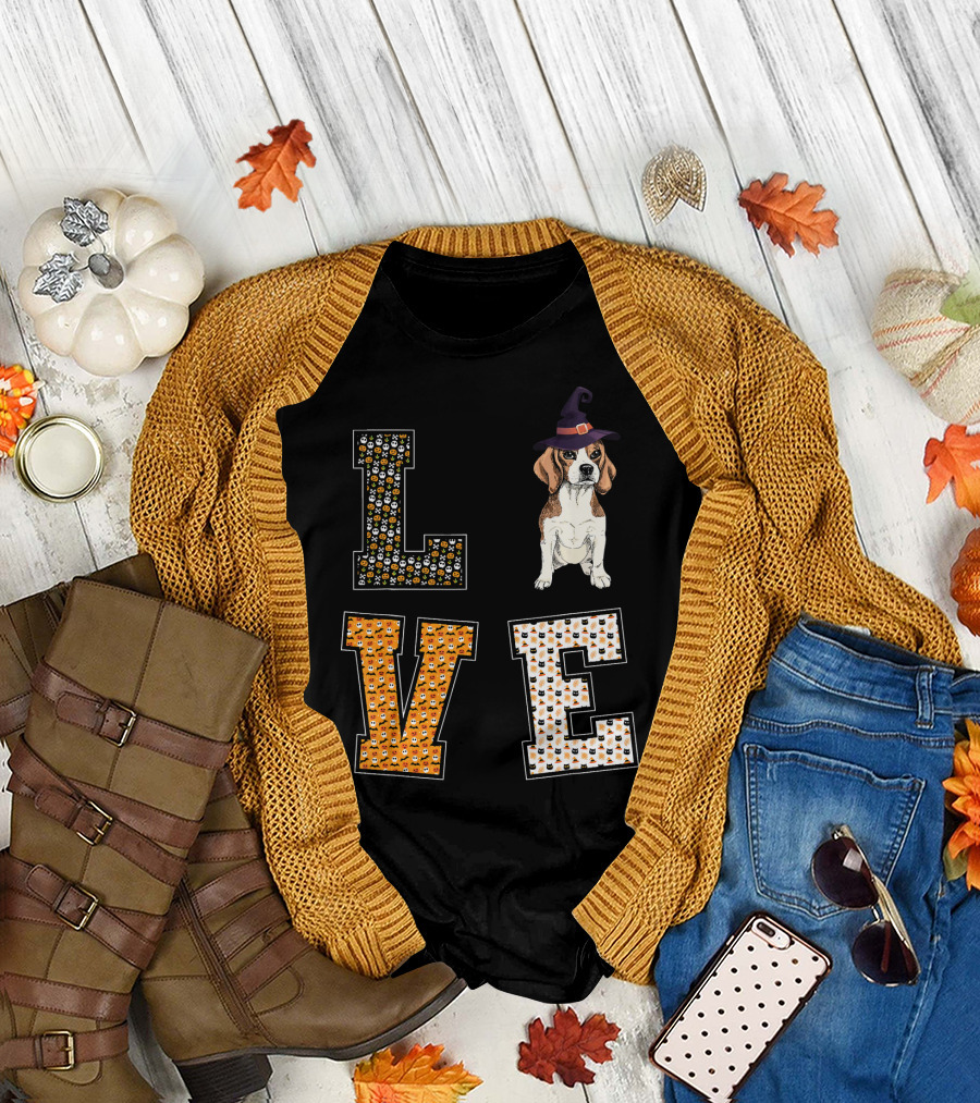 LOVE Beagle Halloween Hat T-Shirt