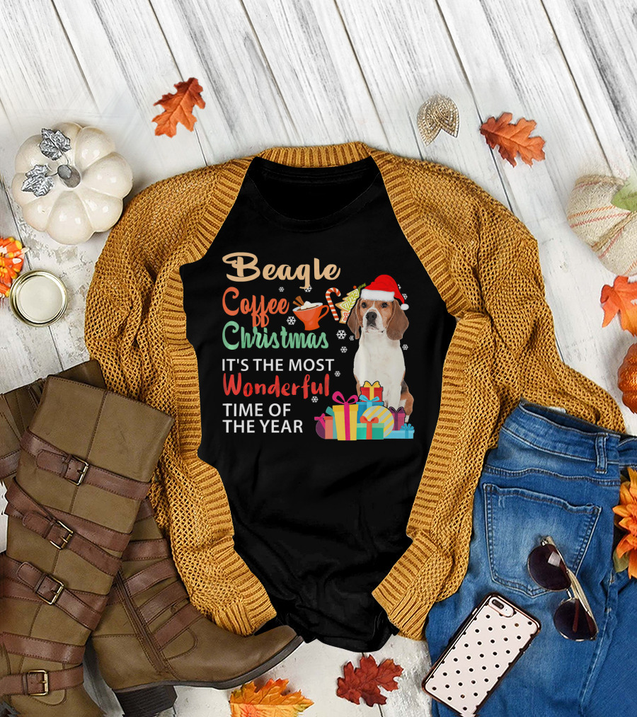 Beagle Coffee Christmas It's the Most Wonderful Time of the Year T-Shirt