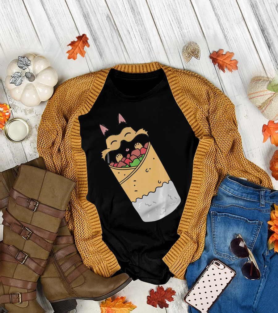 German Shepherd Wrapped Mexican Burrito Funny Dog Face T-Shirt