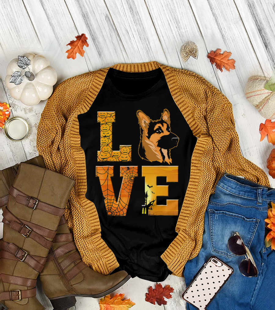 Love German Shepherd Halloween Pumpkins T-Shirt