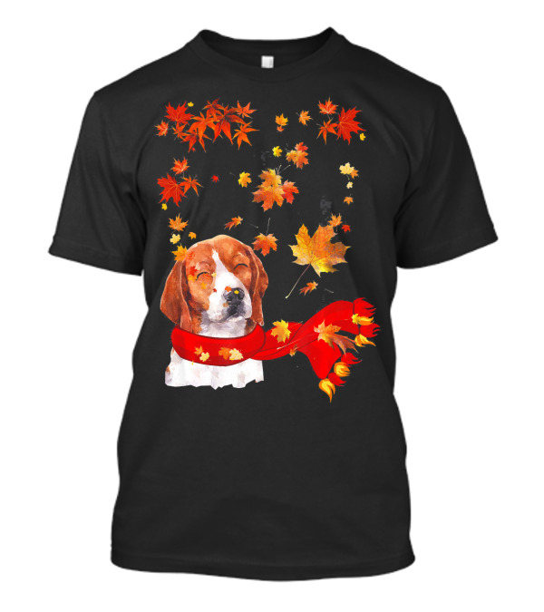 Maple Leaf Beagle Fall Hello Autumn Leaves Dog Scarf T-Shirt