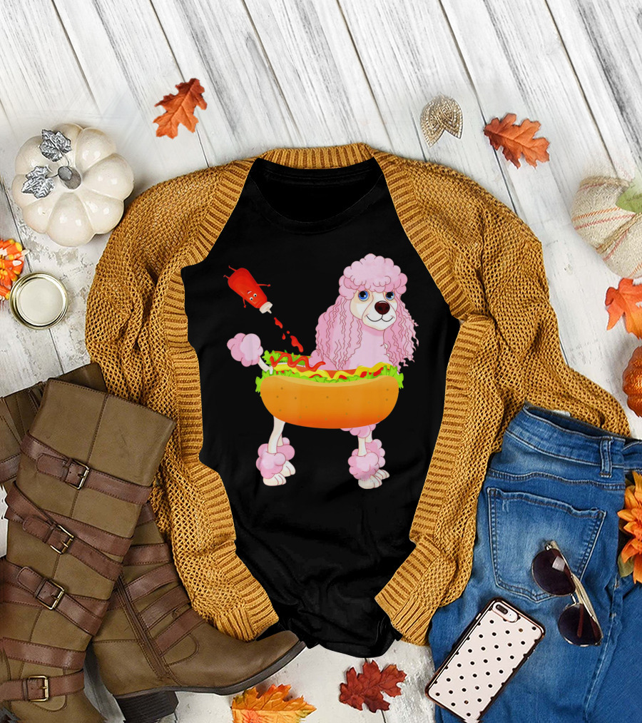 Poodle Hot Dog with Ketchup Funny Hot Dogs T-Shirt