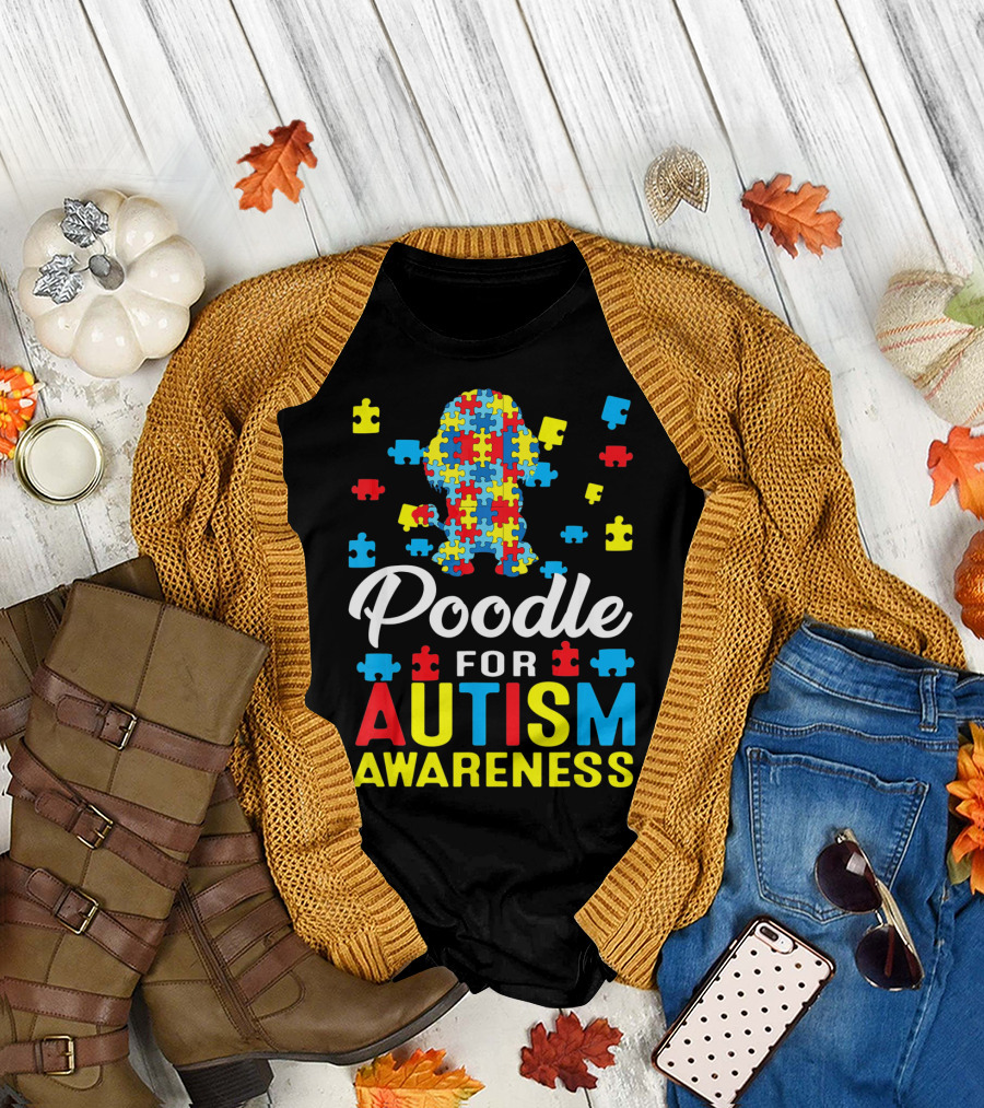 Poodle for Autism Awareness Puzzle Pieces T-Shirt