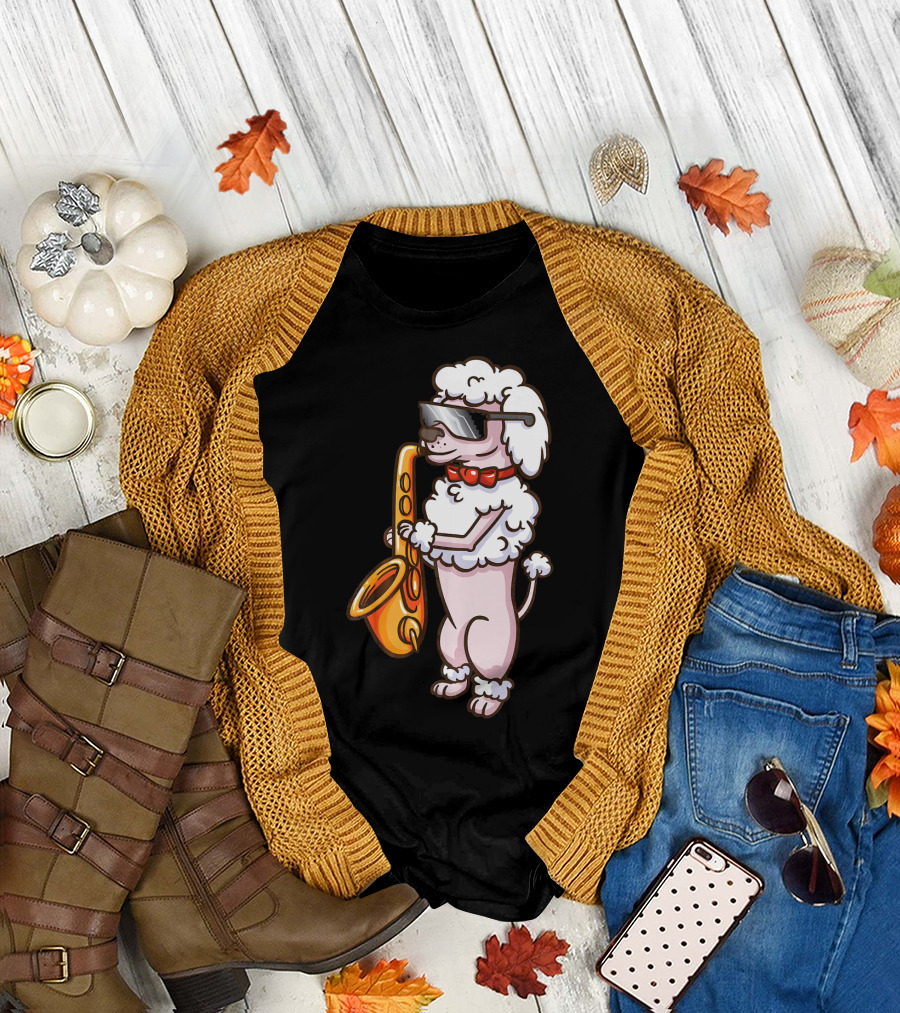Poodle Saxophone Player Jazz Band Music T-Shirt