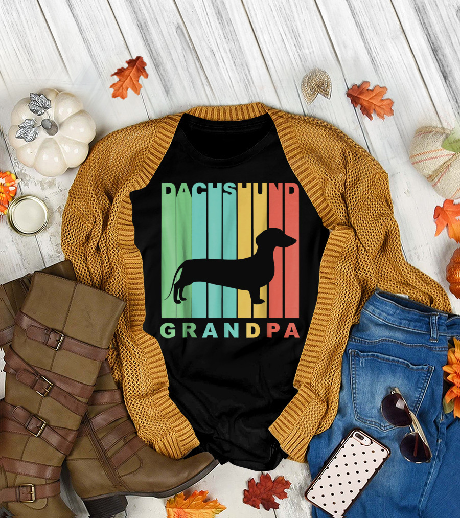 Dachshund Grandpa Retro Style Mens Dog T-Shirt