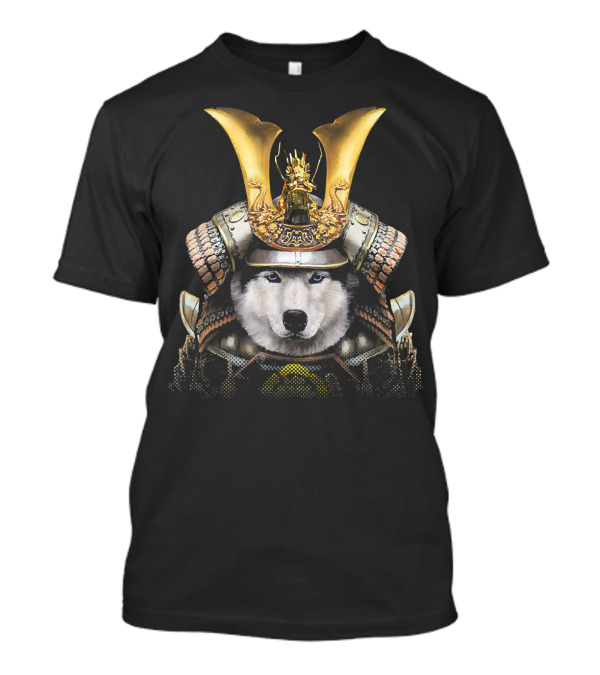 Siberian Husky In Samurai Armor With Golden Helmet T-Shirt