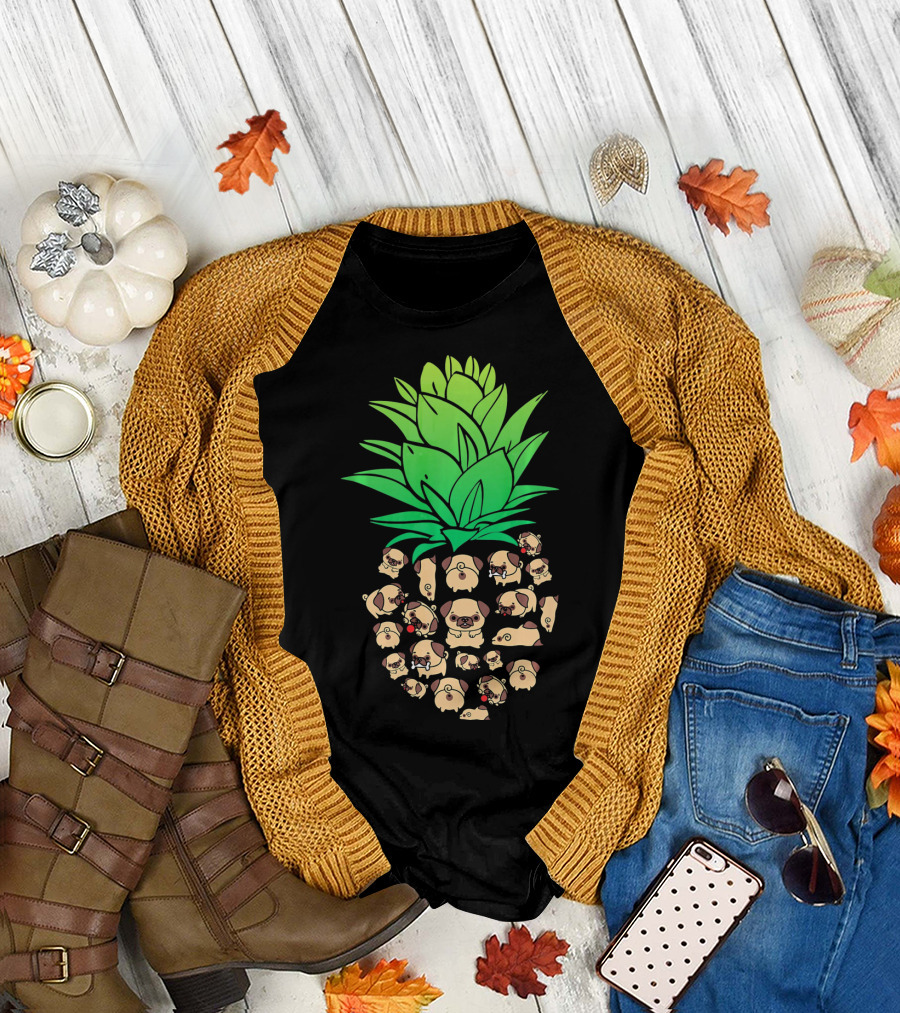 Cute Funny Pug Dog Pineapple Animal Pet T-Shirt