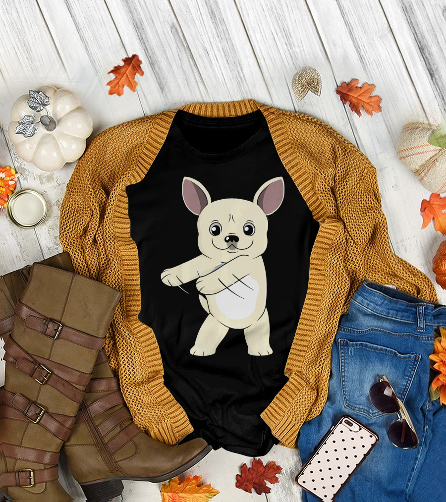 Cream French Bulldog Floss Dance Flossin Cartoon Animal T-Shirt
