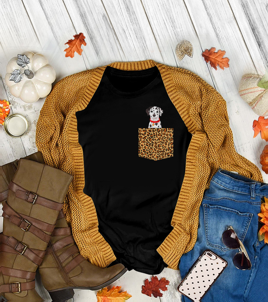 Dalmatian in Leopard Print Pocket T-Shirt