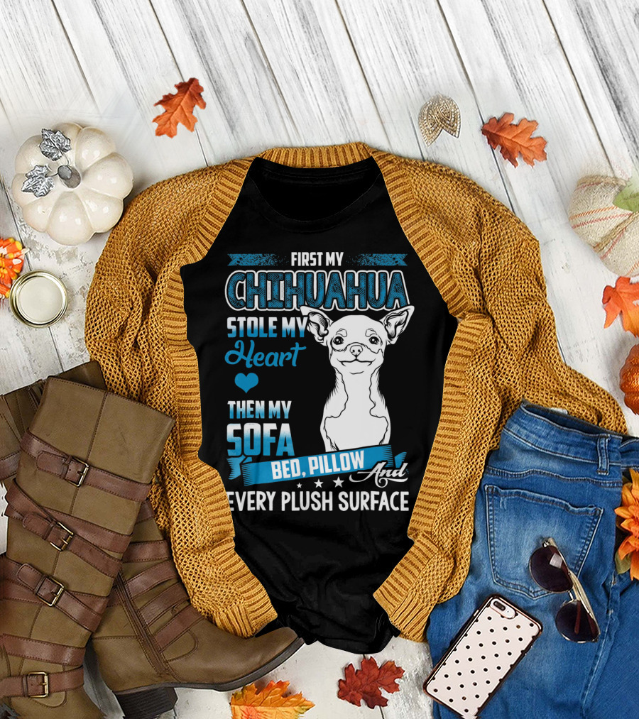 First My Chihuahua Stole My Heart Then My Sofa Bed Pillow and Every Plush Surface T-Shirt