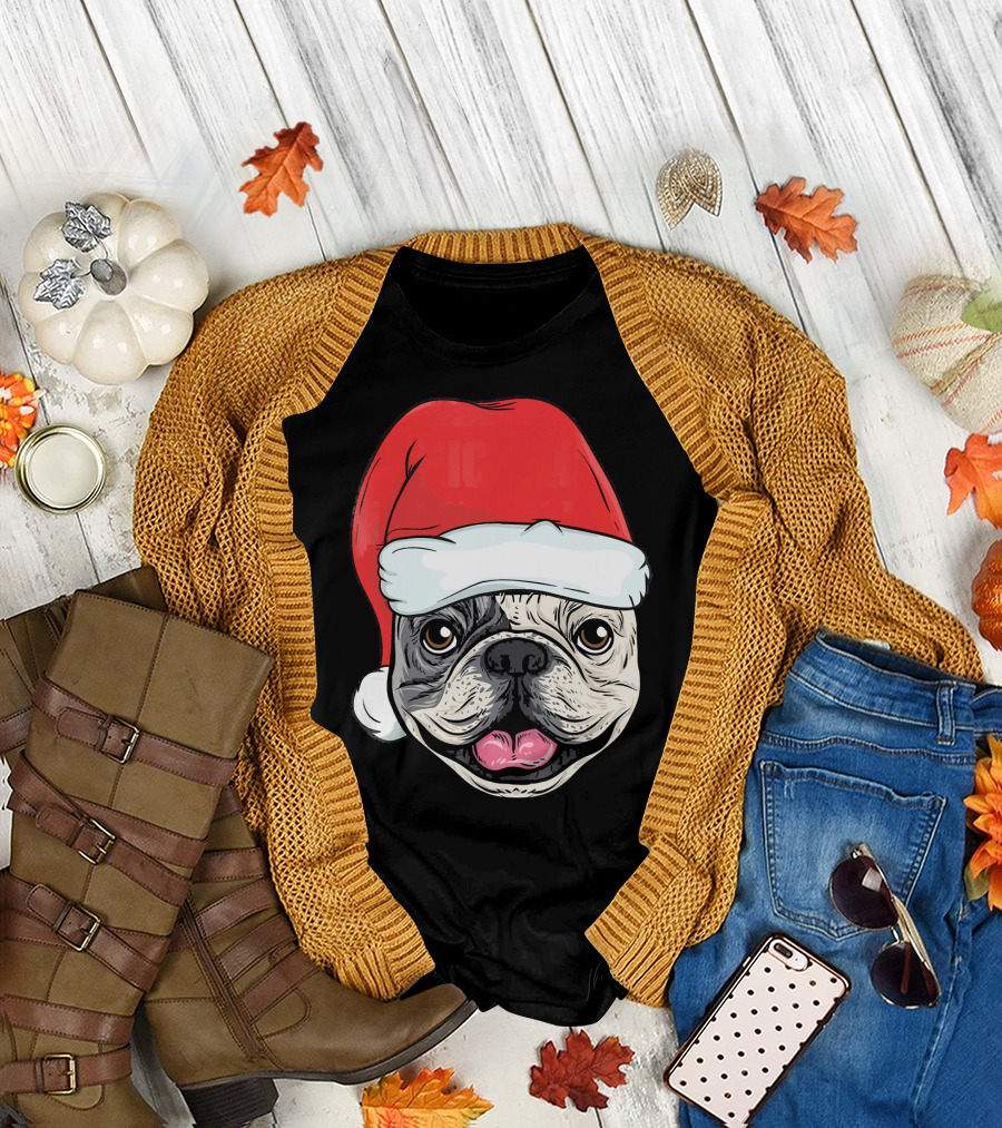 French Bulldog Santa Christmas Kids T-Shirt