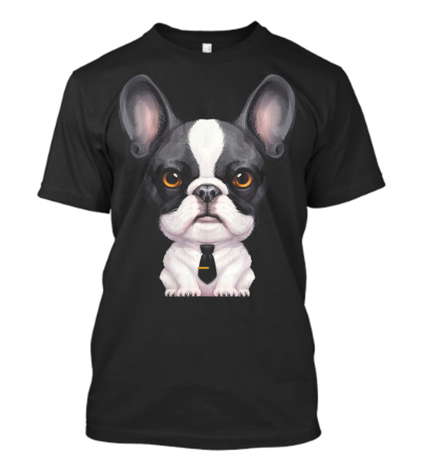 French Bulldog With Black And Yellow Tie T-Shirt