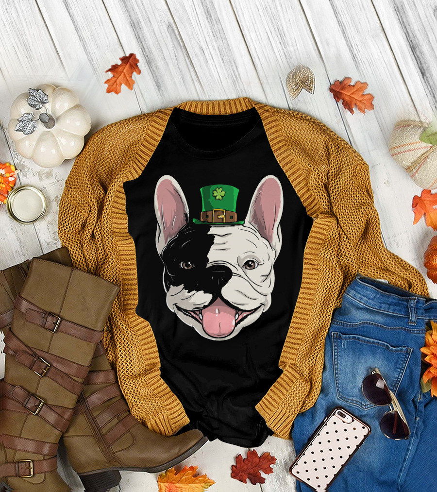 French Bulldog with Leprechaun Hat for St Patrick's Day T-Shirt