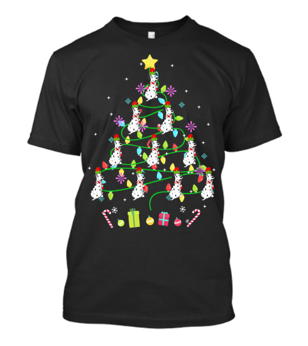Funny Dalmatian Christmas Tree With Colorful LED Lights T-Shirt
