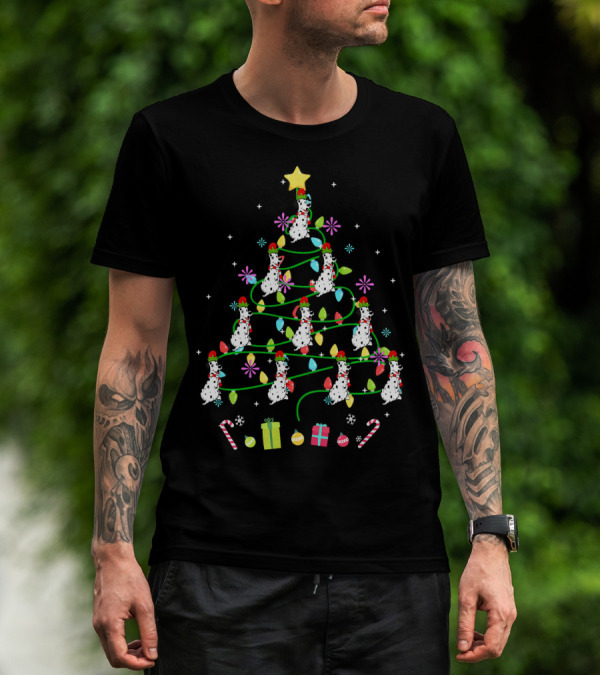 Funny Dalmatian Christmas Tree With Colorful LED Lights T-Shirt