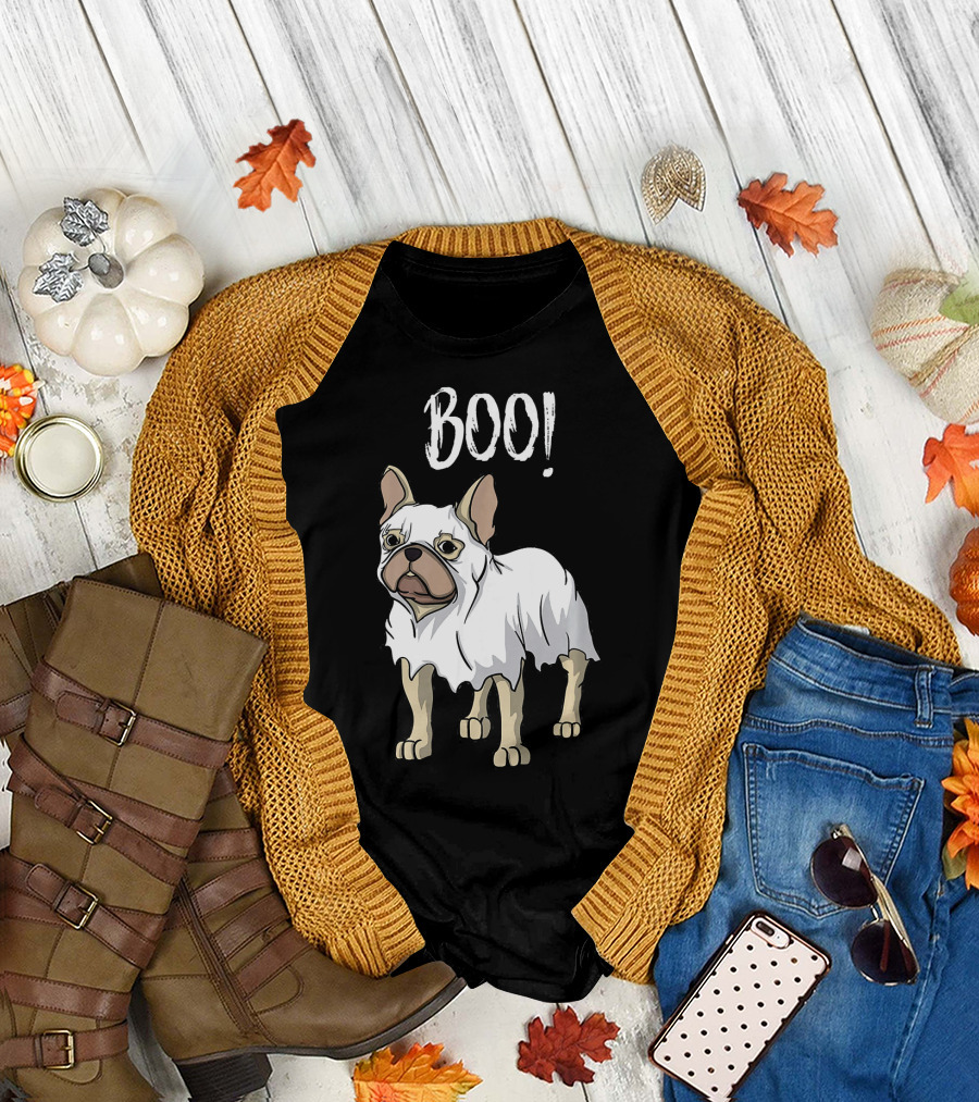 Boo Frenchie Ghost Costume French Bulldog T-Shirt