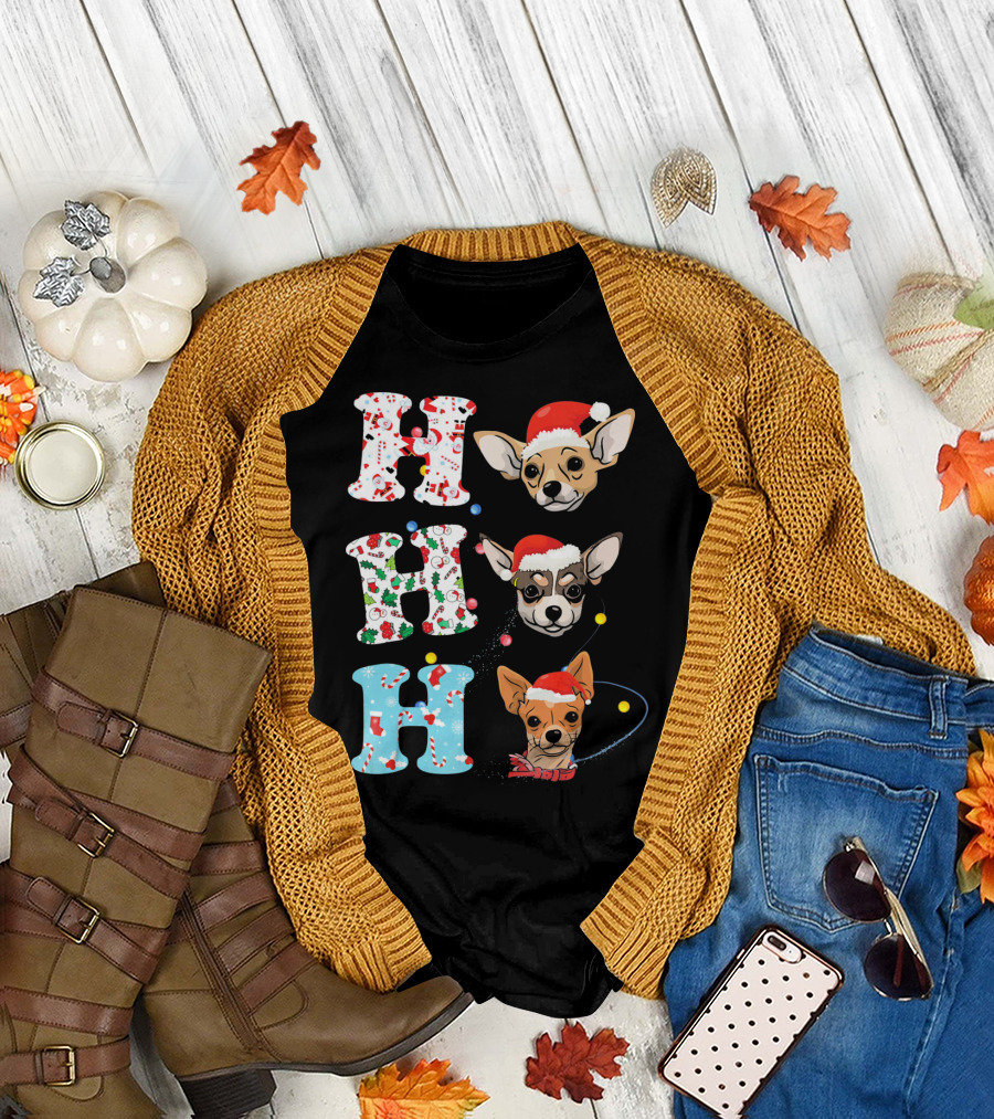 Ho Ho Ho Chihuahua Santa Christmas Animal Holiday T-Shirt