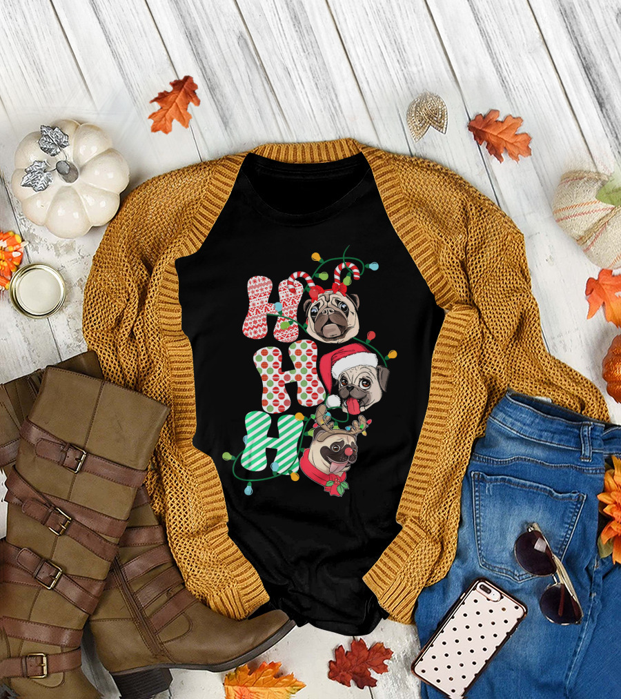 Ho Ho Ho Pug Christmas Funny Pug Lovers T-Shirt