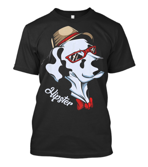 Hipster Dalmatian Dog With Glasses And Bow Tie T-Shirt