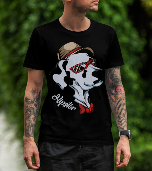 Hipster Dalmatian Dog With Glasses And Bow Tie T-Shirt