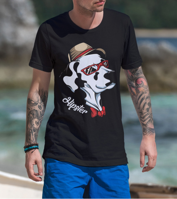 Hipster Dalmatian Dog With Glasses And Bow Tie T-Shirt