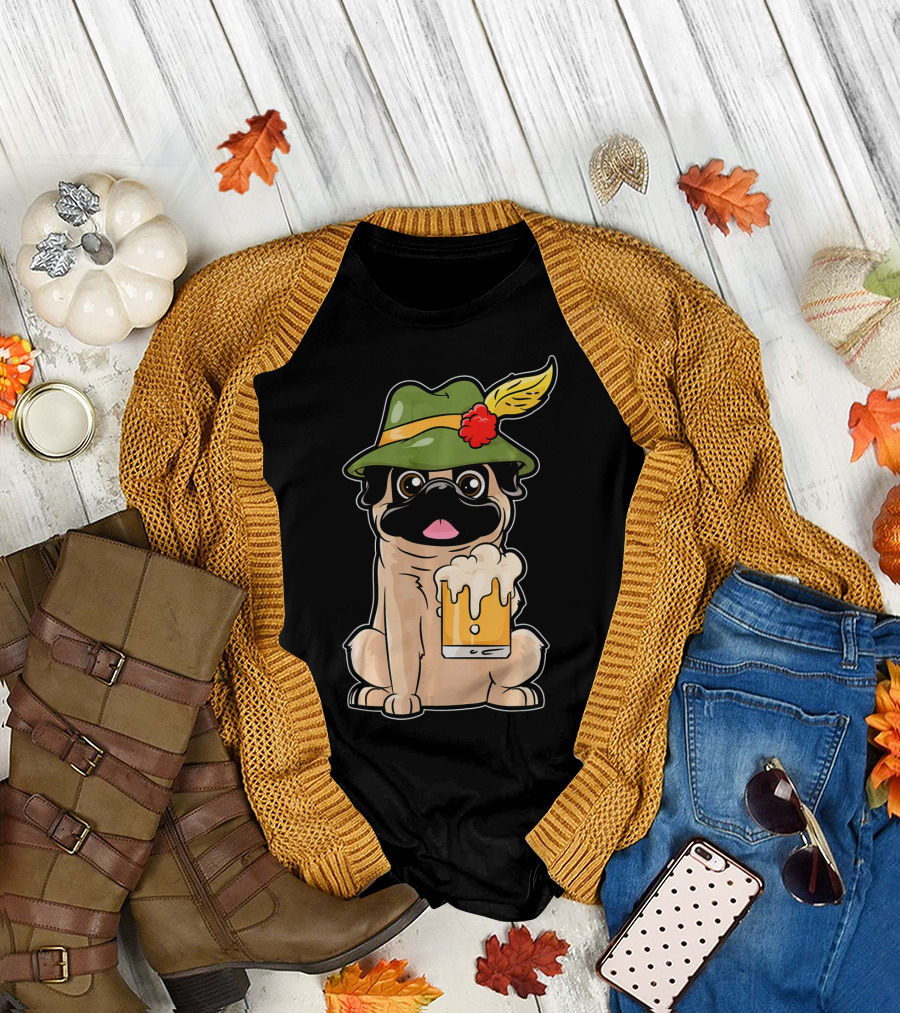 Oktoberfest Pug Dog Prost Pugs German Beer Hat T-Shirt