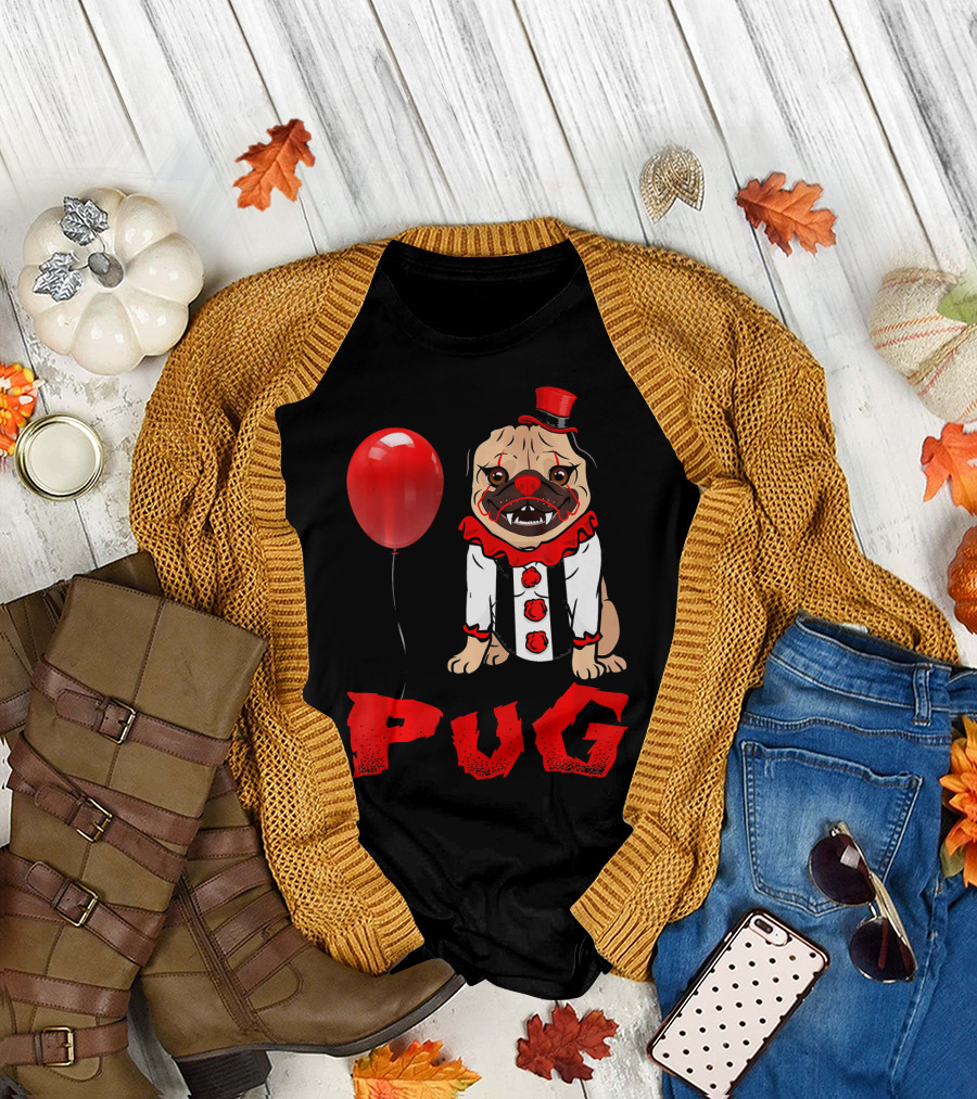Pug Clown Balloon Horror T-Shirt