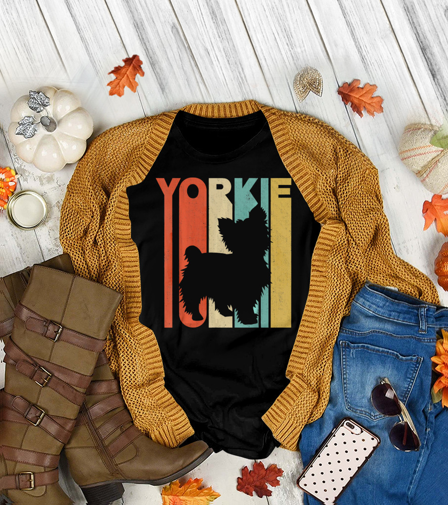 Yorkie Vintage Retro Silhouette T-Shirt
