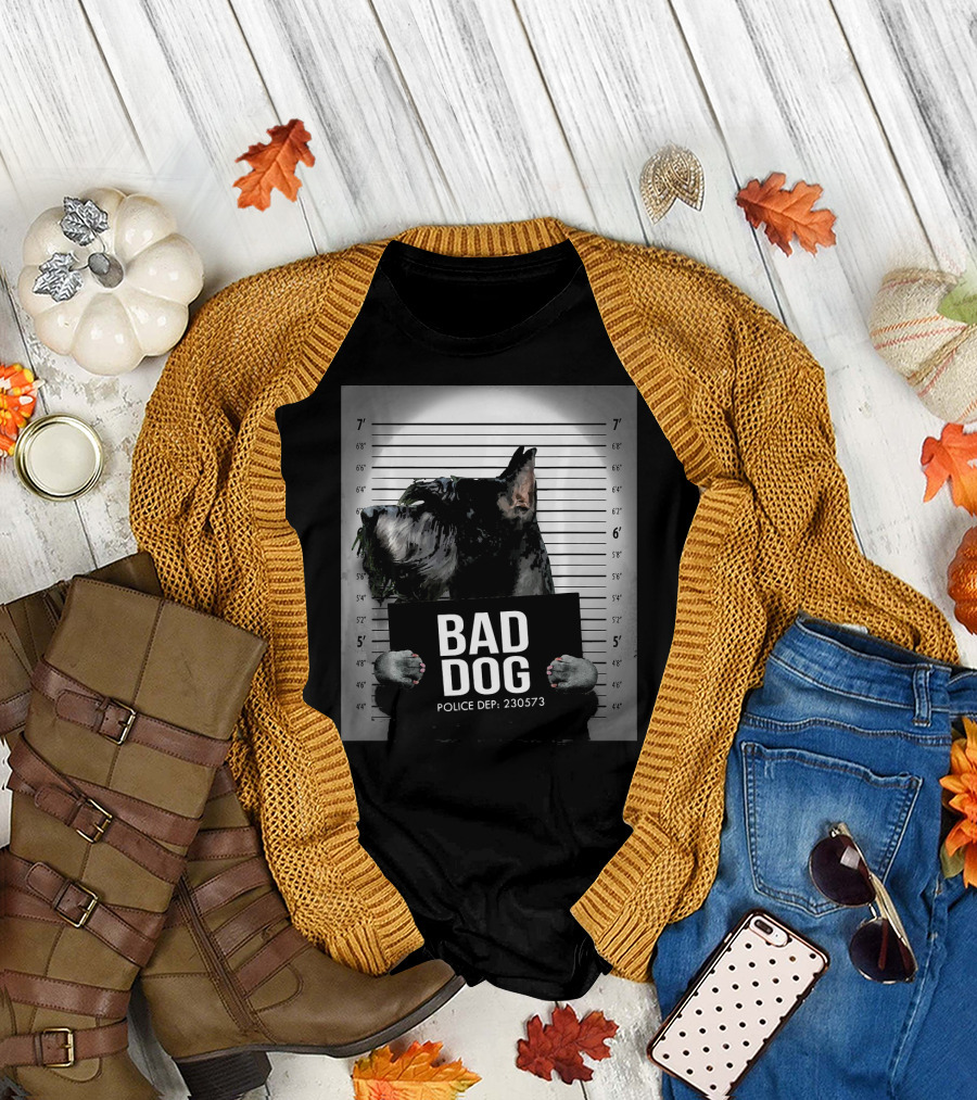 Bad Dog Giant Schnauzer Mugshot Police Dept 230573 T-Shirt