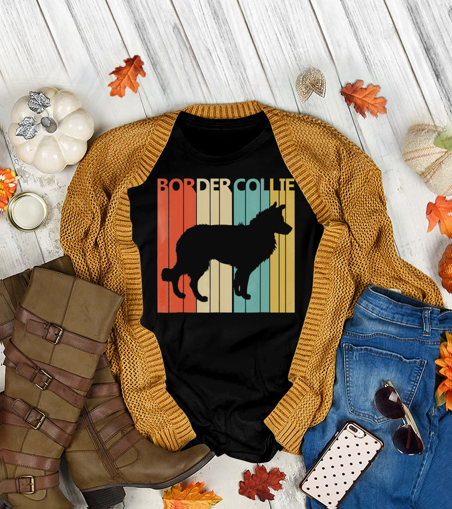 Border Collie Vintage Stripes T-Shirt