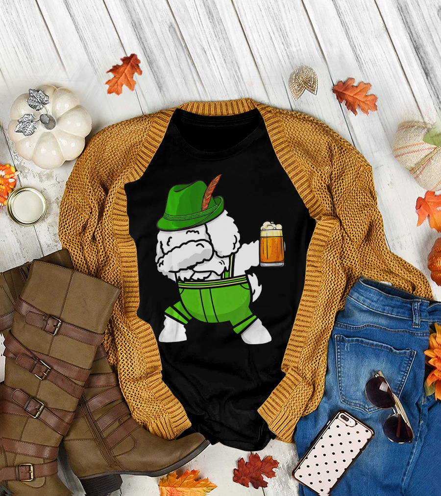 Dabbing Bichon Frise Oktoberfest Green Outfit Beer Mug T-Shirt