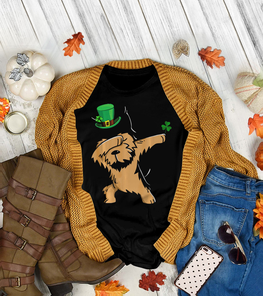 Dabbing Yorkshire Terrier Leprechaun Shamrock Dance T-Shirt