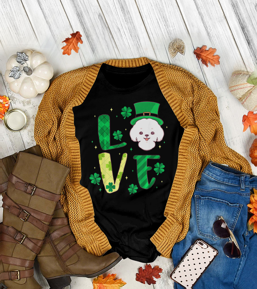 Love Bichon Frise Dog Clover St. Patrick's Day T-Shirt