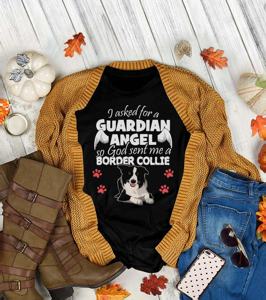 I Asked for a Guardian Angel So God Sent Me a Border Collie T-Shirt