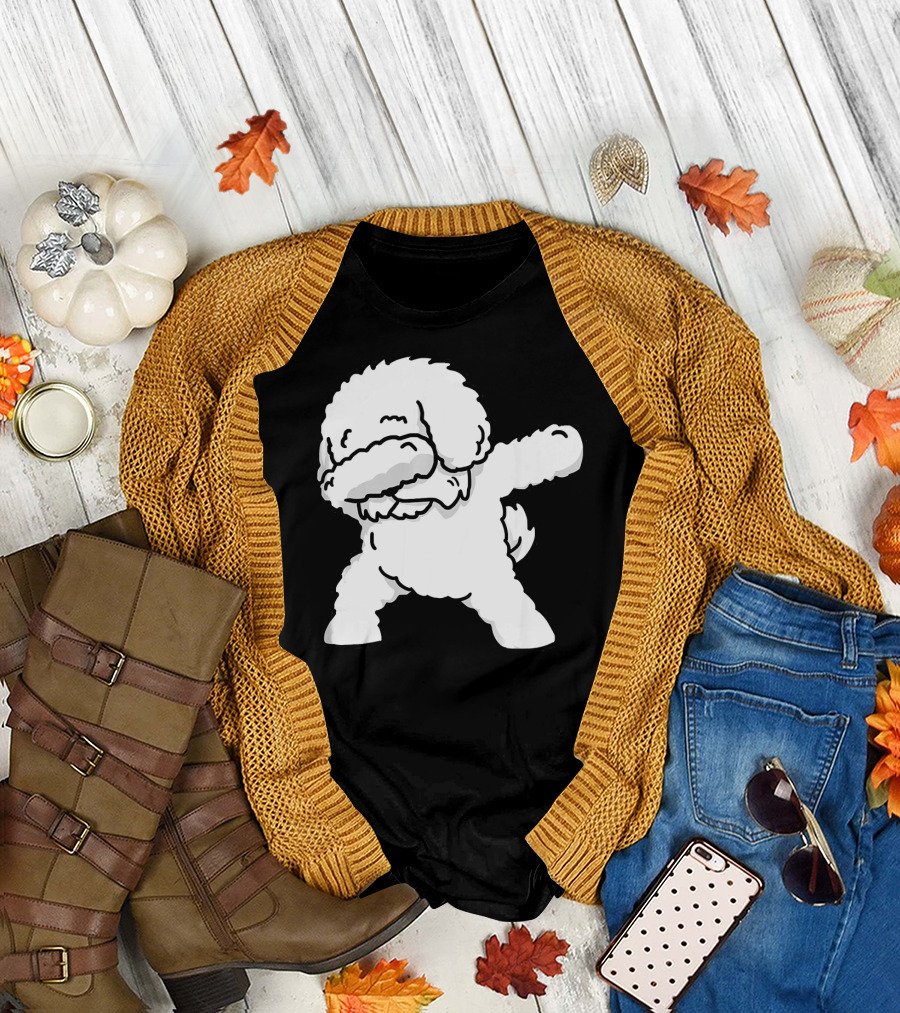 Funny Dabbing Bichon Frise Birthday Party Dog Dance T-Shirt