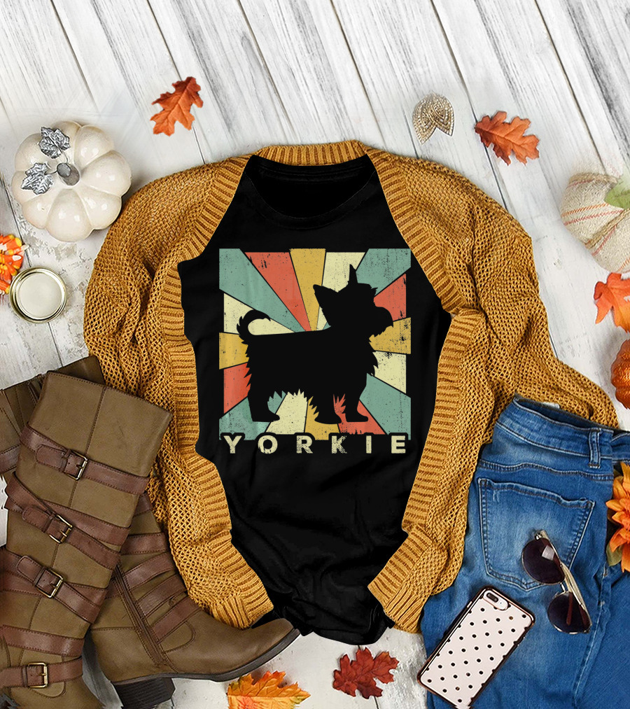 Yorkshire Terrier Yorkie Retro 70s T-Shirt