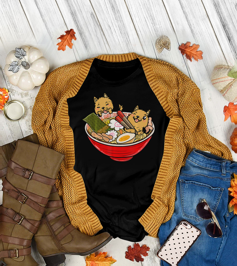 Yorkshire Terrier Ramen Kawaii Bowl Japan T-Shirt