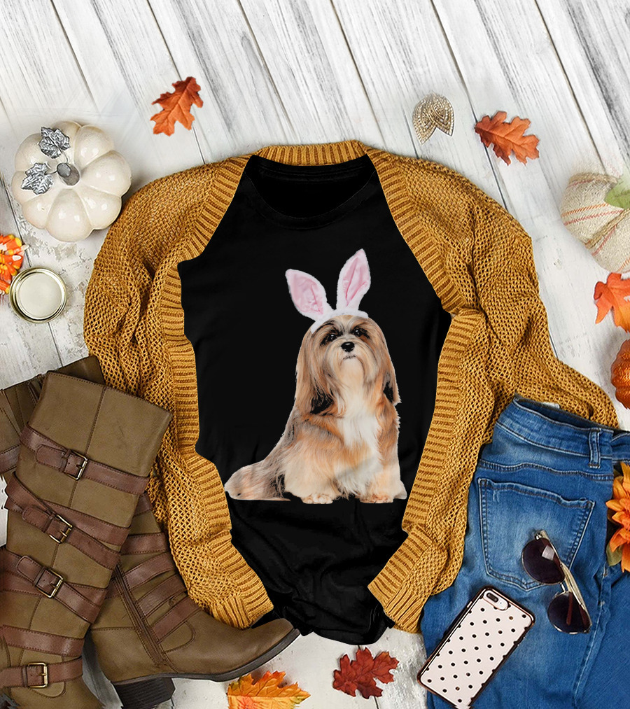 Lhasa Apso with Easter Bunny Ears T-Shirt