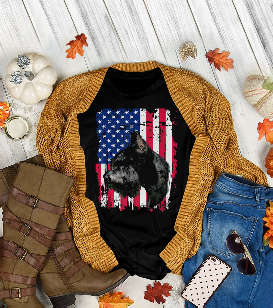Giant Schnauzer American Flag 4th of July T-Shirt
