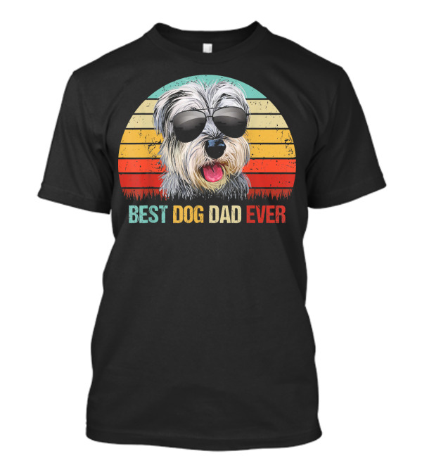 Best Dog Dad Ever Retro Miniature Schnauzer Sunglasses T-Shirt